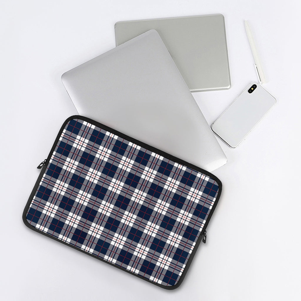 Blue White And Red Tartan Pattern Print Laptop Sleeve