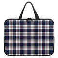 Blue White And Red Tartan Pattern Print Laptop Sleeve With Handle