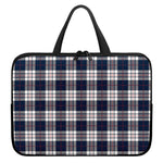 Blue White And Red Tartan Pattern Print Laptop Sleeve With Handle