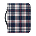 Blue White And Red Tartan Pattern Print Leather Bible Cover
