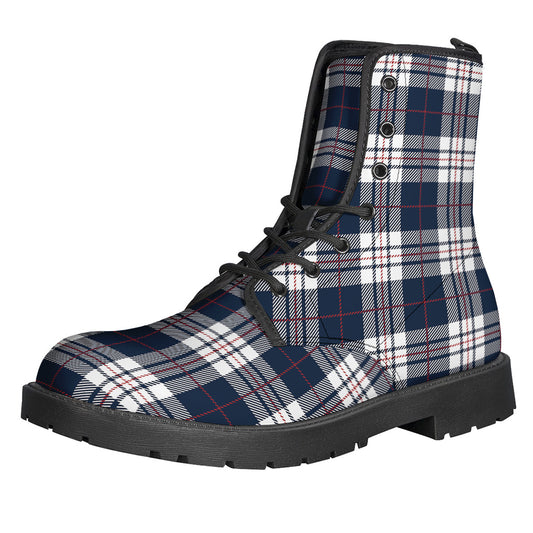 Blue White And Red Tartan Pattern Print Backpack