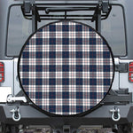 Blue White And Red Tartan Pattern Print Leather Spare Tire Cover