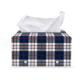 Blue White And Red Tartan Pattern Print Leather Tissue Box Cover