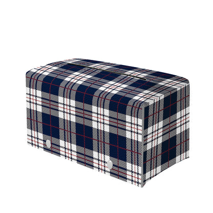 Blue White And Red Tartan Pattern Print Leather Tissue Box Cover