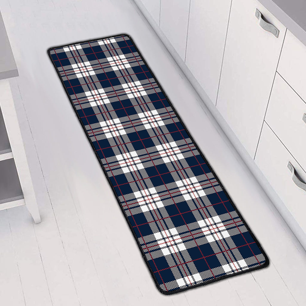 Blue White And Red Tartan Pattern Print Long Kitchen Mat