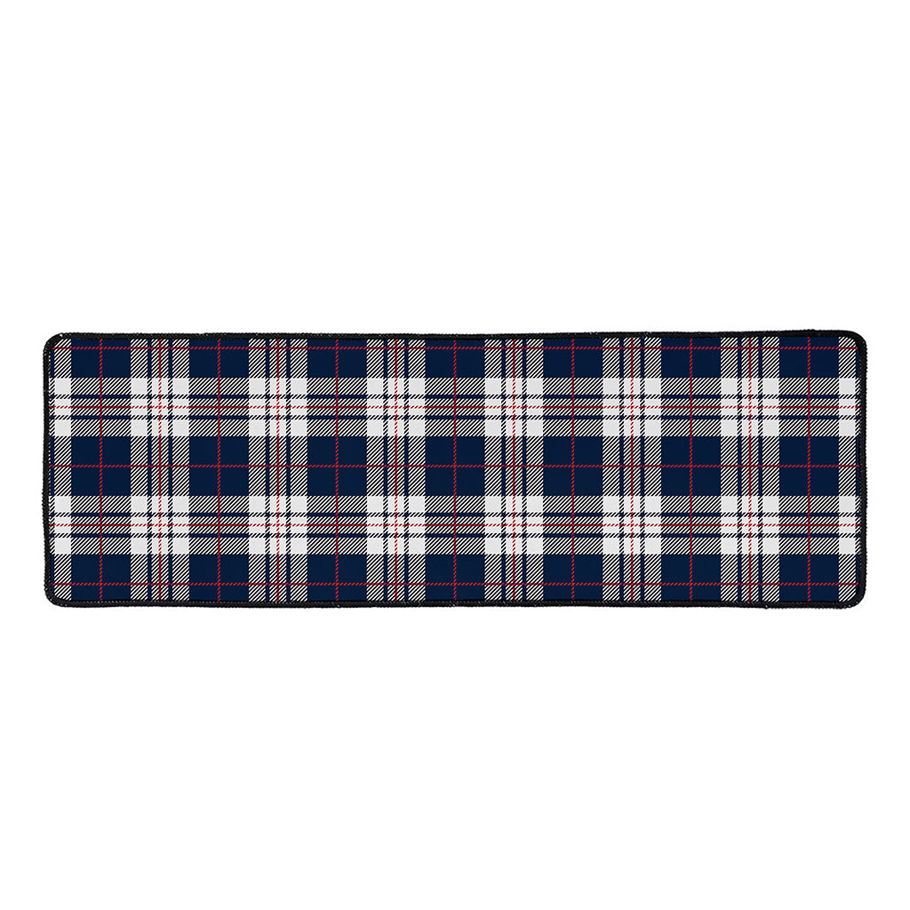 Blue White And Red Tartan Pattern Print Long Kitchen Mat