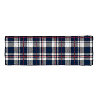 Blue White And Red Tartan Pattern Print Long Kitchen Mat