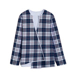 Blue White And Red Tartan Pattern Print Long Sleeve Short Coat