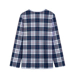 Blue White And Red Tartan Pattern Print Long Sleeve Short Coat