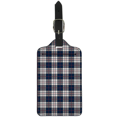 Blue White And Red Tartan Pattern Print Luggage Tag