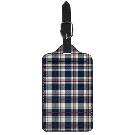Blue White And Red Tartan Pattern Print Luggage Tag