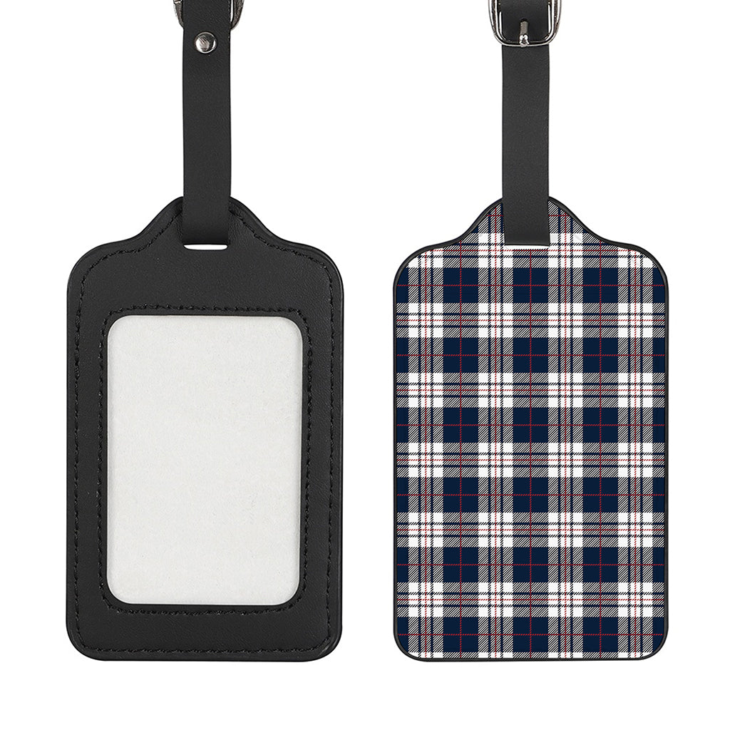 Blue White And Red Tartan Pattern Print Luggage Tag