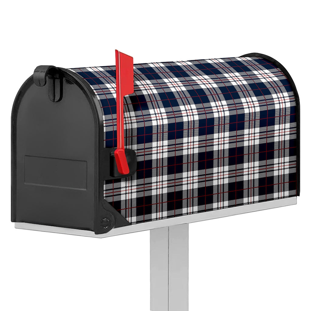 Blue White And Red Tartan Pattern Print Mailbox Cover