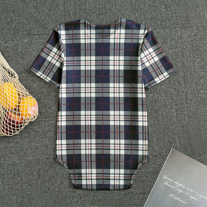 Blue White And Red Tartan Pattern Print Men's Bodysuit
