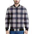 Blue White And Red Tartan Pattern Print Men's Bomber Jacket
