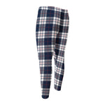 Blue White And Red Tartan Pattern Print Men's Compression Pants