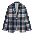 Blue White And Red Tartan Pattern Print Men's Cotton Blazer