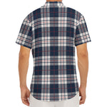 Blue White And Red Tartan Pattern Print Men's Deep V-Neck Shirt