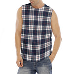 Blue White And Red Tartan Pattern Print Men's Fitness Tank Top