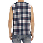 Blue White And Red Tartan Pattern Print Men's Fitness Tank Top