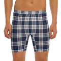 Blue White And Red Tartan Pattern Print Men's Long Boxer Briefs