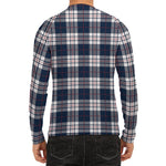 Blue White And Red Tartan Pattern Print Men's Long Sleeve Rash Guard