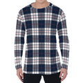 Blue White And Red Tartan Pattern Print Men's Long Sleeve T-Shirt