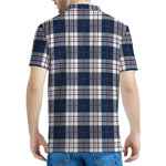 Blue White And Red Tartan Pattern Print Men's Polo Shirt
