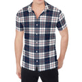 Blue White And Red Tartan Pattern Print Men's Shirt