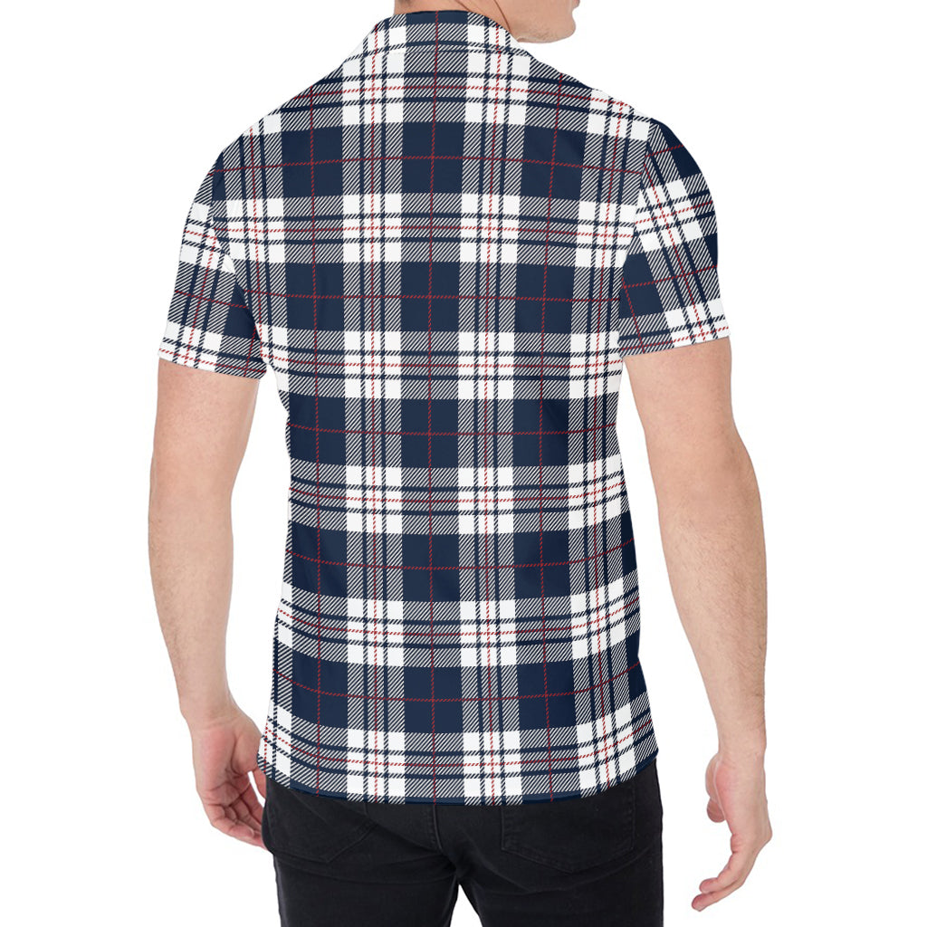 Blue White And Red Tartan Pattern Print Men's Shirt