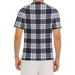 Blue White And Red Tartan Pattern Print Men's Short Sleeve Rash Guard