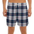 Blue White And Red Tartan Pattern Print Men's Split Running Shorts