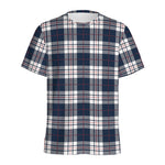 Blue White And Red Tartan Pattern Print Men's Sports T-Shirt