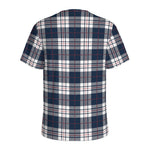 Blue White And Red Tartan Pattern Print Men's Sports T-Shirt