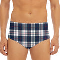 Blue White And Red Tartan Pattern Print Men's Triangle Swim Briefs