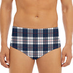 Blue White And Red Tartan Pattern Print Men's Triangle Swim Briefs