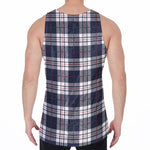 Blue White And Red Tartan Pattern Print Men's Velvet Tank Top