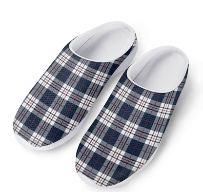 Blue White And Red Tartan Pattern Print Mesh Casual Shoes
