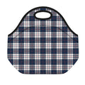 Blue White And Red Tartan Pattern Print Neoprene Lunch Bag