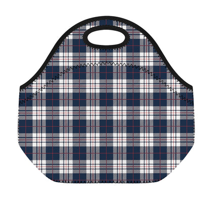Blue White And Red Tartan Pattern Print Neoprene Lunch Bag