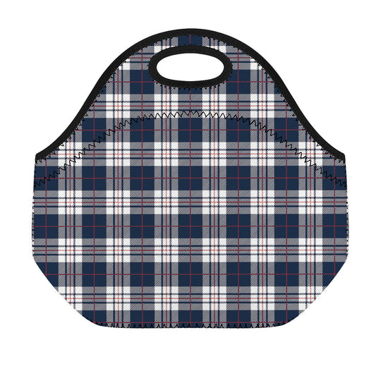 Blue White And Red Tartan Pattern Print Neoprene Lunch Bag