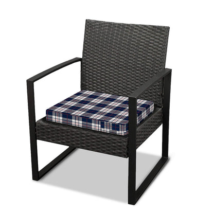 Blue White And Red Tartan Pattern Print Outdoor Seat Cushion Cover