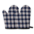 Blue White And Red Tartan Pattern Print Oven Mitts