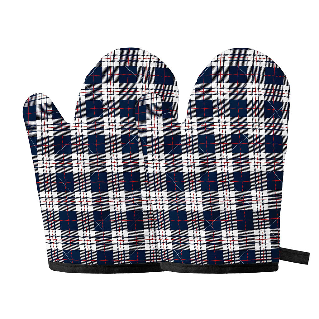 Blue White And Red Tartan Pattern Print Oven Mitts