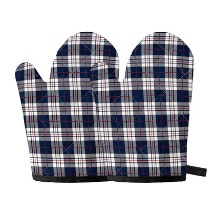 Blue White And Red Tartan Pattern Print Oven Mitts
