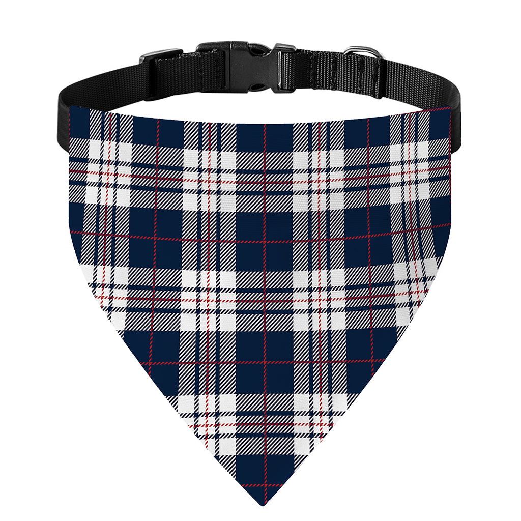 Blue White And Red Tartan Pattern Print Over The Collar Dog Bandana