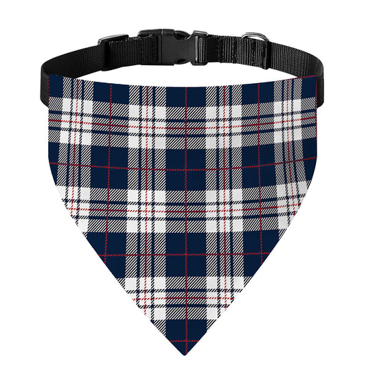 Blue White And Red Tartan Pattern Print Over The Collar Dog Bandana