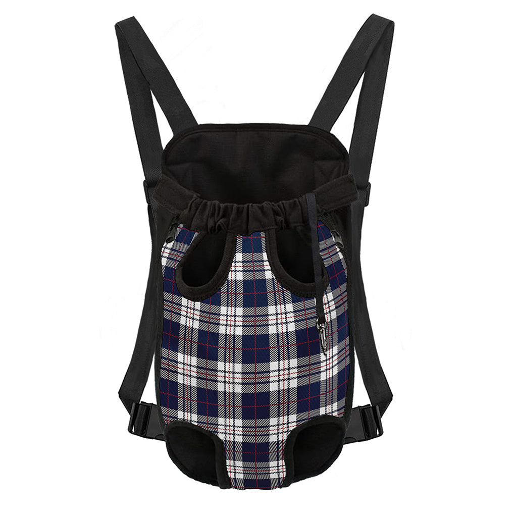 Blue White And Red Tartan Pattern Print Pet Carrier Backpack