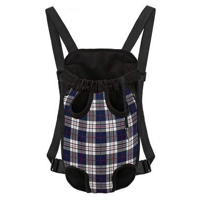 Blue White And Red Tartan Pattern Print Pet Carrier Backpack