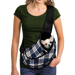 Blue White And Red Tartan Pattern Print Pet Sling Carrier